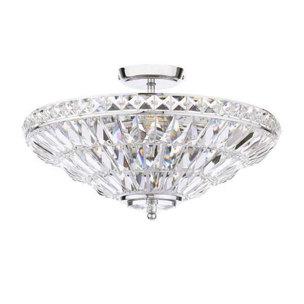 Laura Ashley Vienna 3 Light Semi-Flush Polished Chrome and Crystal Ceiling Light LA3756604-Q