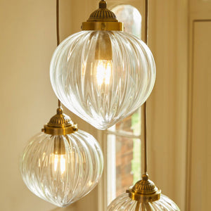 Laura Ashley Whitham 3 Light Cluster Pendant Antique Brass and Glass LA3756397-Q