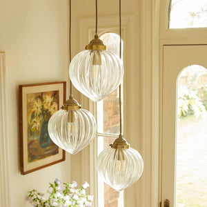 Laura Ashley Whitham 3 Light Cluster Pendant Antique Brass and Glass LA3756397-Q