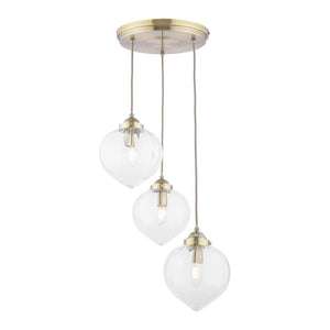 Laura Ashley Whitham 3 Light Cluster Pendant Antique Brass and Glass LA3756397-Q