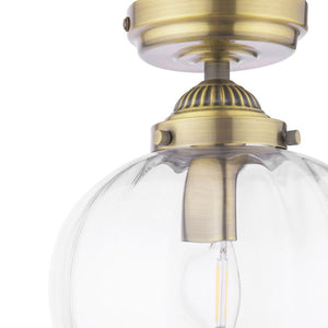 Laura Ashley Whitham Bathroom Ceiling Light Antique Brass and Ribbed Glass IP44 LA3756597-Q