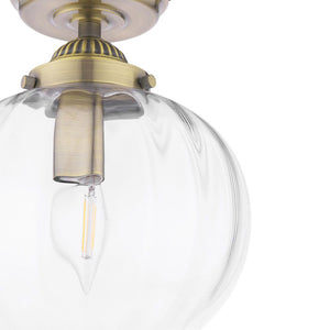 Laura Ashley Whitham Bathroom Ceiling Light Antique Brass and Ribbed Glass IP44 LA3756597-Q