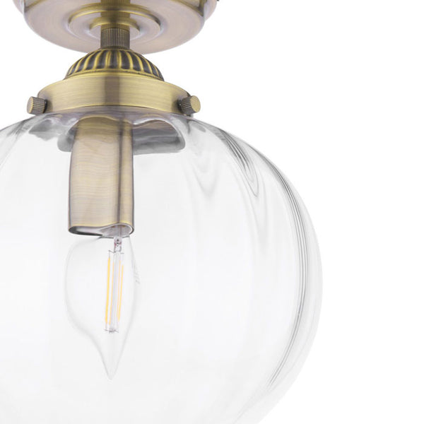 Laura Ashley Whitham Bathroom Ceiling Light Antique Brass and Ribbed Glass IP44 LA3756597-Q