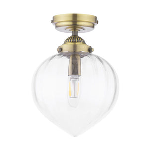 Laura Ashley Whitham Bathroom Ceiling Light Antique Brass and Ribbed Glass IP44 LA3756597-Q