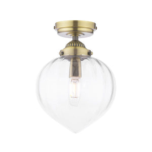 Laura Ashley Whitham Bathroom Ceiling Light Antique Brass and Ribbed Glass IP44 LA3756597-Q