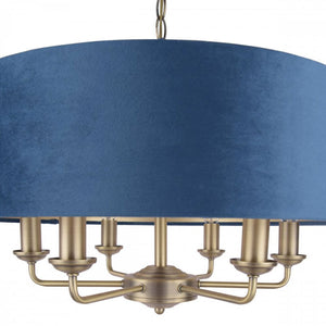 Laura Ashley Sorrento 6 Light Pendant Matt Antique Brass & Blue Shade LA3756237-Q