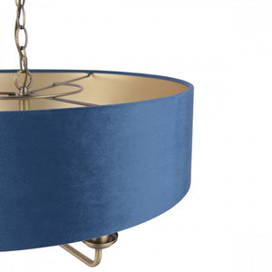Laura Ashley Sorrento 6 Light Pendant Matt Antique Brass & Blue Shade LA3756237-Q