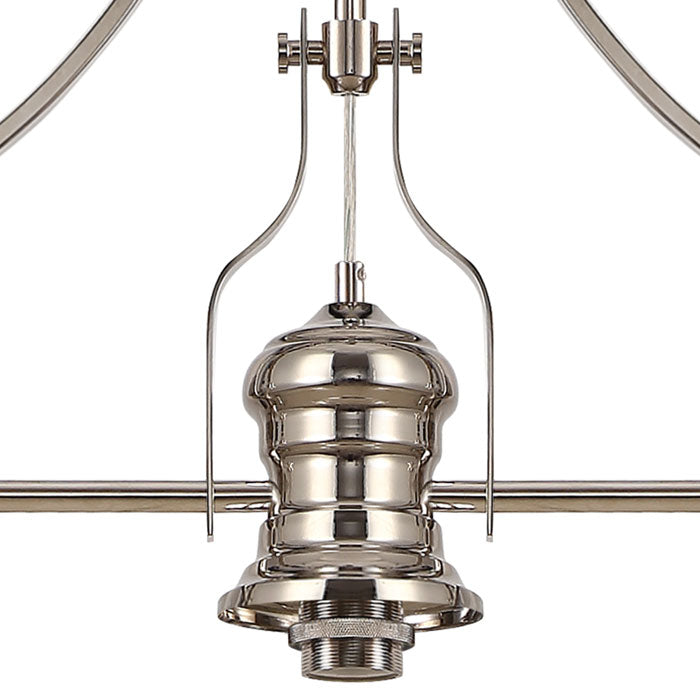 Ori Linear Pendant in Polished Nickel with 3 Flat Round Clear Glass Shades