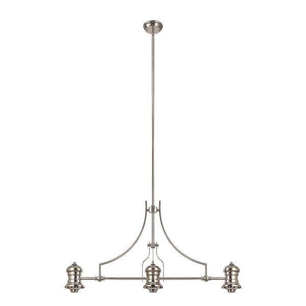 Ori Linear Pendant in Polished Nickel with 3 Flat Round Clear Glass Shades