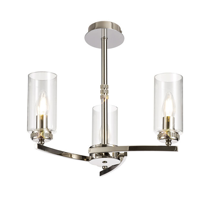 Lucia 3-Light Polished Nickel Pendant / Semi Flush Pendant