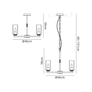 Lucia 3-Light Polished Nickel Pendant / Semi Flush Pendant