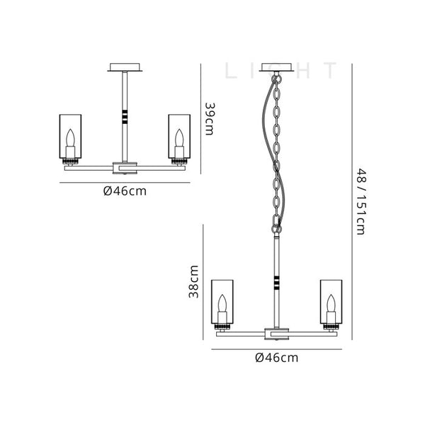 Lucia 3-Light Polished Nickel Pendant / Semi Flush Pendant