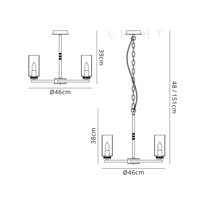 Lucia 3-Light Polished Nickel Pendant / Semi Flush Pendant