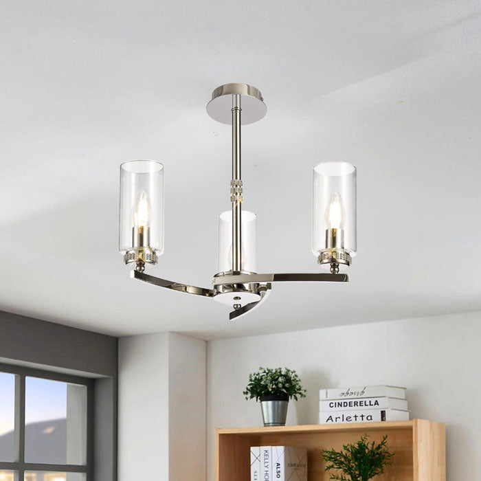 Lucia 3-Light Polished Nickel Pendant / Semi Flush Pendant