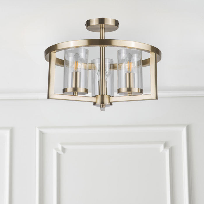 Magnalux Costello 3 Light Semi Flush Antique Brass COS03AB