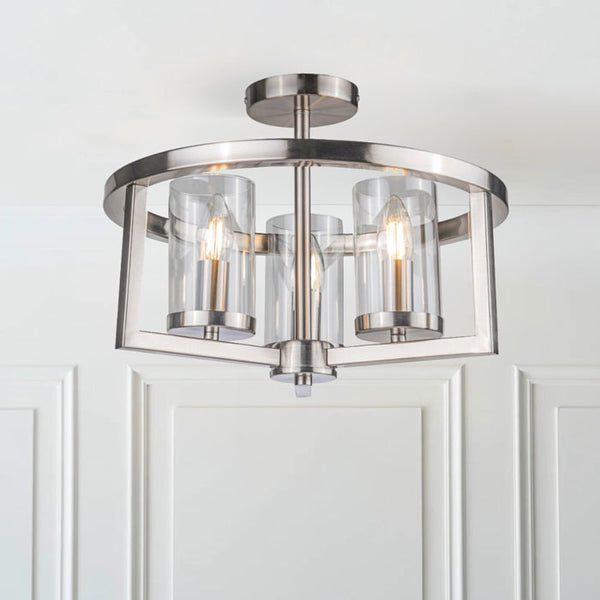 Magnalux Costello 3 Light Semi Flush Satin Chrome COS03SC