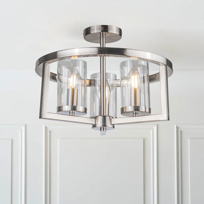 Magnalux Costello 3 Light Semi Flush Satin Chrome COS03SC