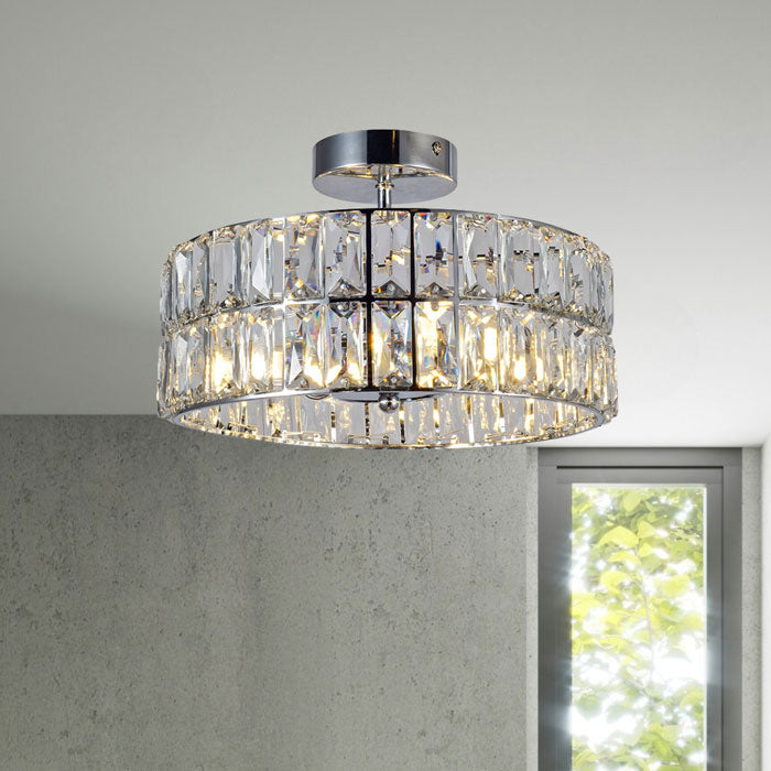 Magnalux Haley 4 Light Polished Chrome Bathroom Crystal Ceiling Light HAL04CH