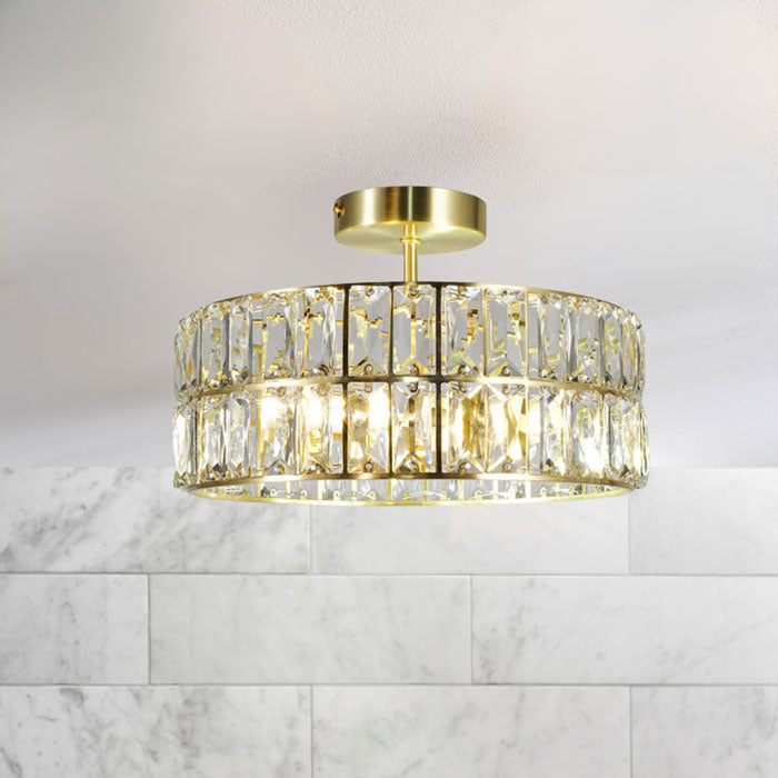 Magnalux Haley 4 Light Satin Brass Bathroom Crystal Ceiling Light HAL04SB