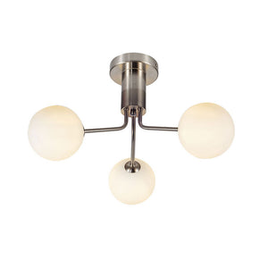 Magnalux Lando 3 Light Semi Flush Satin Chrome with Opal Ball LAN03SC