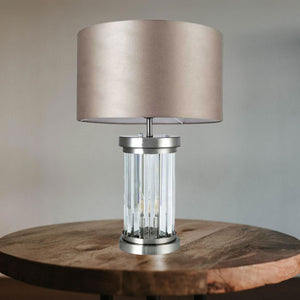 Magnalux Pandora 2 Light Crystal Table Lamp in Satin Chrome PAN02SCTL