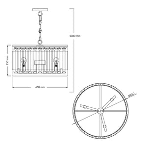 Magnalux Pandora 3 Light Crystal Antique Brass Pendant Ceiling Light PAN03AB