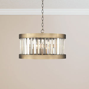 Magnalux Pandora 3 Light Crystal Antique Brass Pendant Ceiling Light PAN03AB