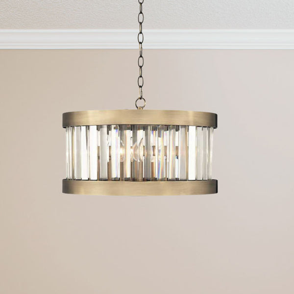 Magnalux Pandora 3 Light Crystal Antique Brass Pendant Ceiling Light PAN03AB