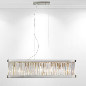 Magnalux Pandora 5-Light Long Crystal Bar Pendant Satin Chrome PAN05SCB