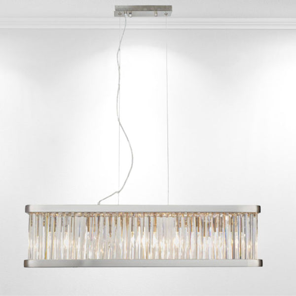 Magnalux Pandora 5-Light Long Crystal Bar Pendant Satin Chrome PAN05SCB