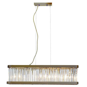 Magnalux Pandora 5-Light Long Crystal Bar Pendant in Antique Brass PAN05ABB
