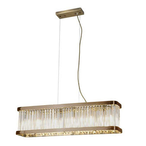 Magnalux Pandora 5-Light Long Crystal Bar Pendant in Antique Brass PAN05ABB