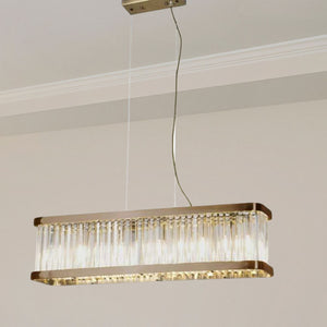 Magnalux Pandora 5-Light Long Crystal Bar Pendant in Antique Brass PAN05ABB