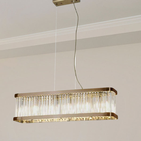 Magnalux Pandora 5-Light Long Crystal Bar Pendant in Antique Brass PAN05ABB