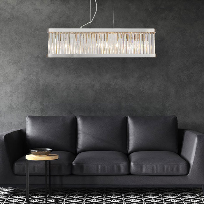 Magnalux Pandora 5-Light Long Crystal Bar Pendant in Polished Chrome PAN05CHB