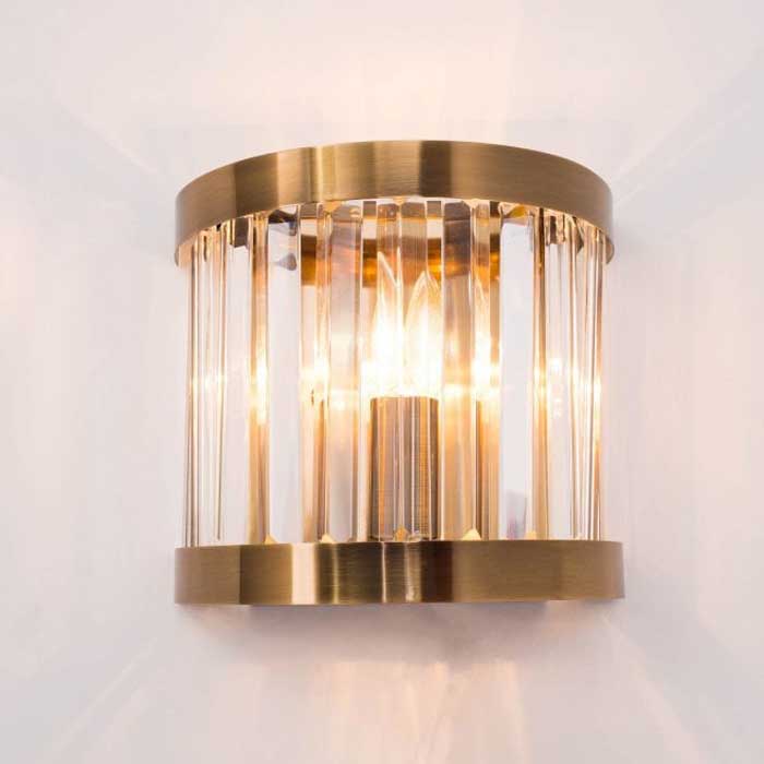 Magnalux Pandora Single Crystal Wall Light in Antique Brass PAN01ABWL