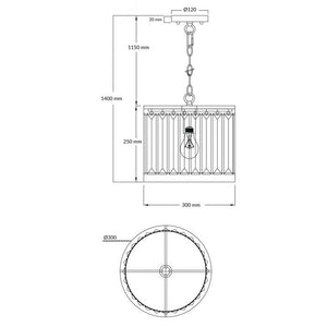 Magnalux Pandora Single Light Crystal Pendant Antique Brass PAN01AB