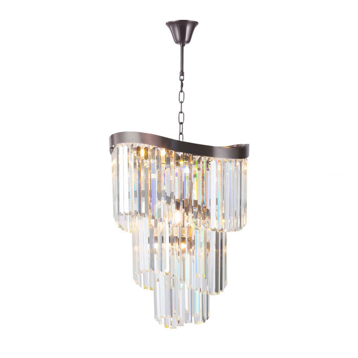 Magnalux Waverly 6 Light Crystal Pendant Brushed Black Chrome WAV06BBC