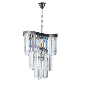Magnalux Waverly 6 Light Crystal Pendant Brushed Black Chrome WAV06BBC