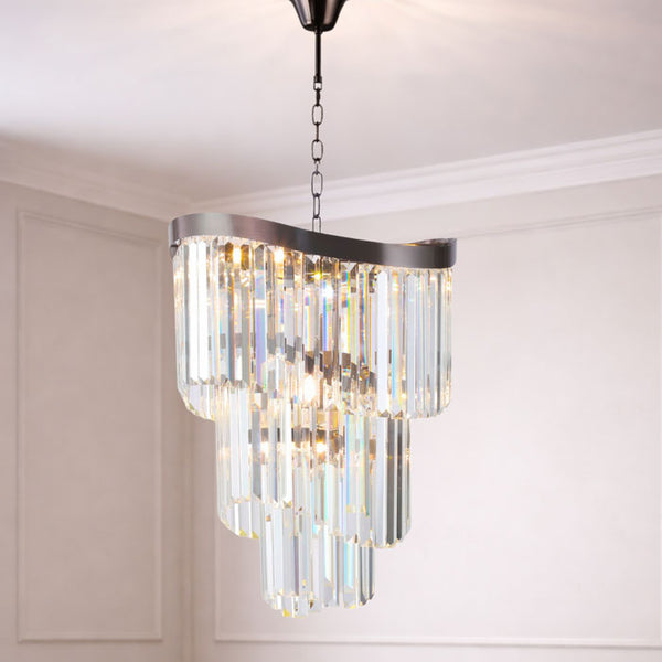 Magnalux Waverly 6 Light Crystal Pendant Brushed Black Chrome WAV06BBC
