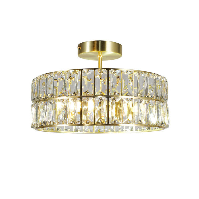 Magnalux Haley 4 Light Satin Brass Bathroom Crystal Ceiling Light HAL04SB