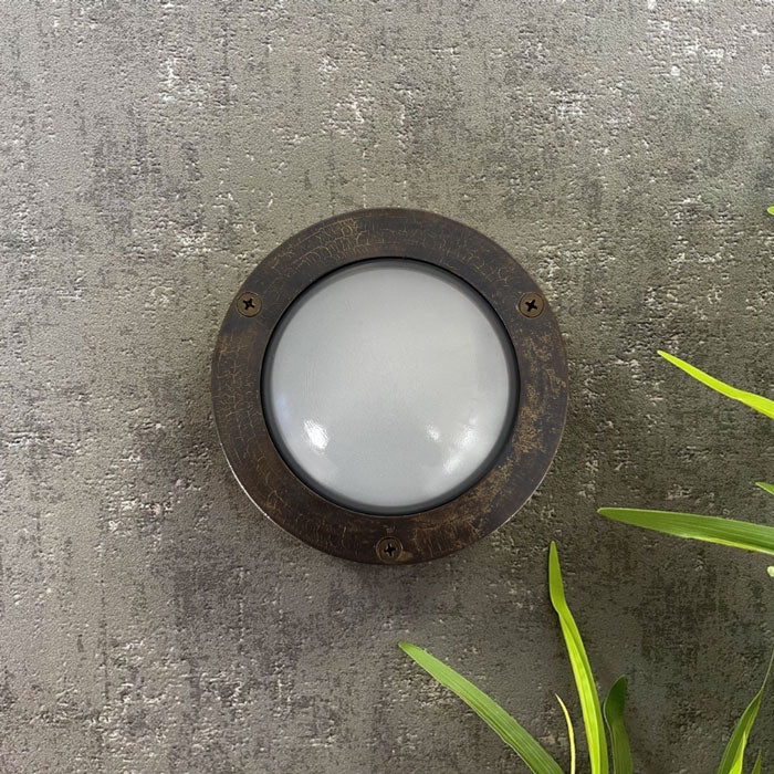 Navigator Compact Mini Circular Bulkhead Plain in Antique Brass 09114