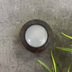 Navigator Compact Mini Circular Bulkhead Plain in Antique Brass 09114