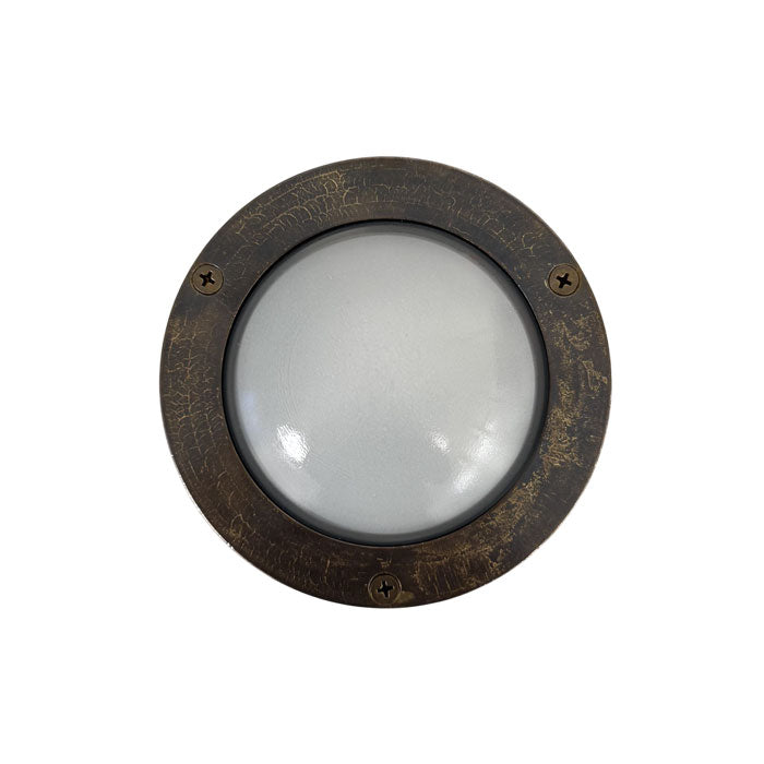 Navigator Compact Mini Circular Bulkhead Plain in Antique Brass 09114