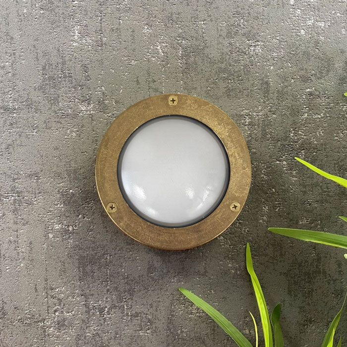 Navigator Compact Mini Circular Bulkhead Plain in Raw Brass 09113