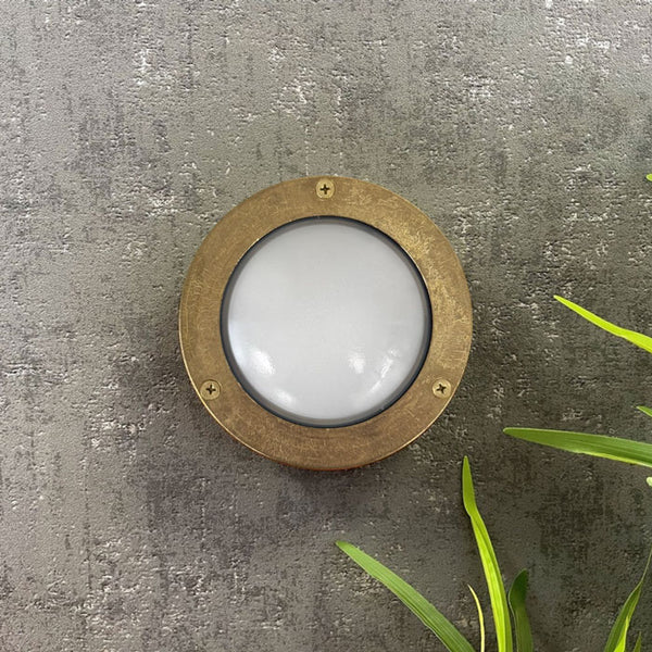 Navigator Compact Mini Circular Bulkhead Plain in Raw Brass 09113