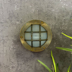 Navigator Compact Mini Circular Bulkhead in Antique Brass 09044