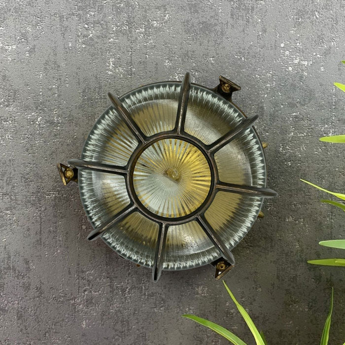 Navigator Extra Large Radial Porthole Bulkhead in Antique Brass 09079