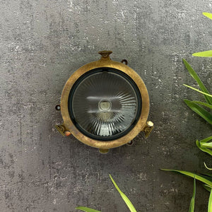 Navigator Plain Mini Porthole Bulkhead in Antique Brass 09077