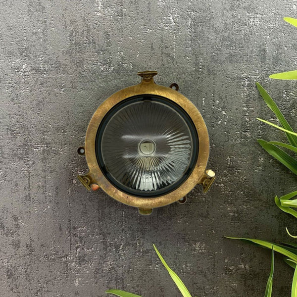 Navigator Plain Mini Porthole Bulkhead in Antique Brass 09077